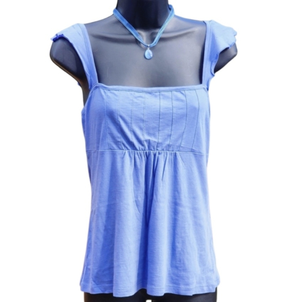 GIANNI BINI Flutter Strap Cadet Blue Purple Periwinkle Tank Top Junior Sz Medium